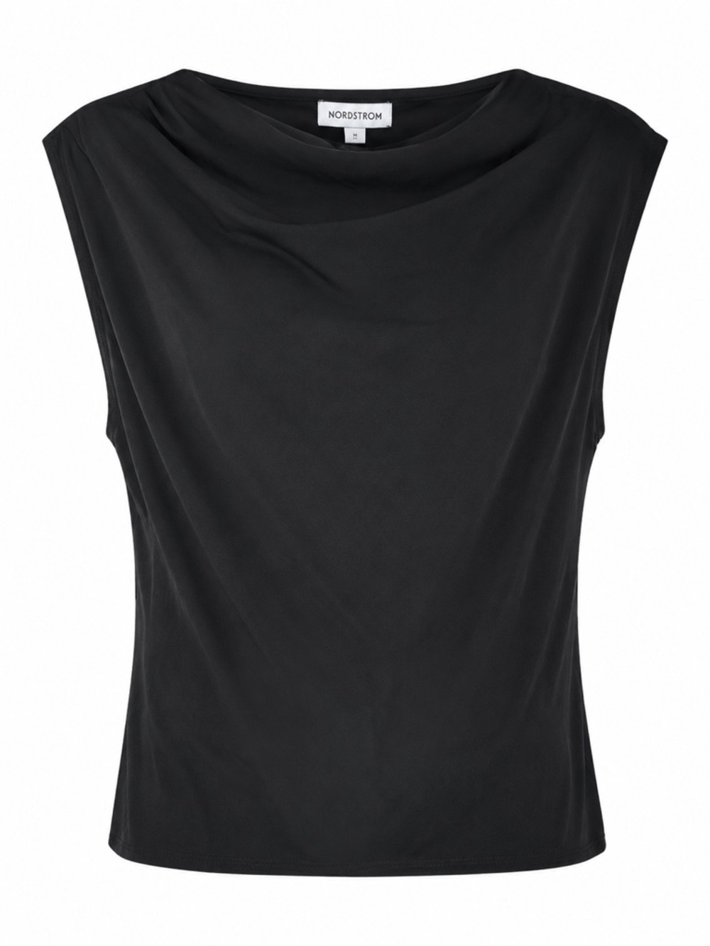 Nordstrom Black Draped Shoulder Sleeveless Top